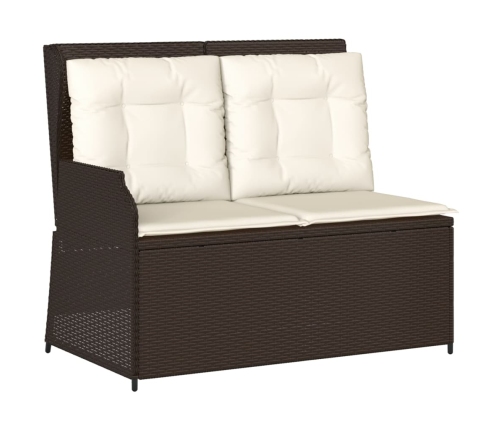 Sillón reclinable de jardín con cojines ratán sintético marrón