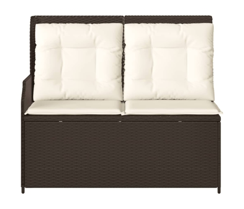 Sillón reclinable de jardín con cojines ratán sintético marrón