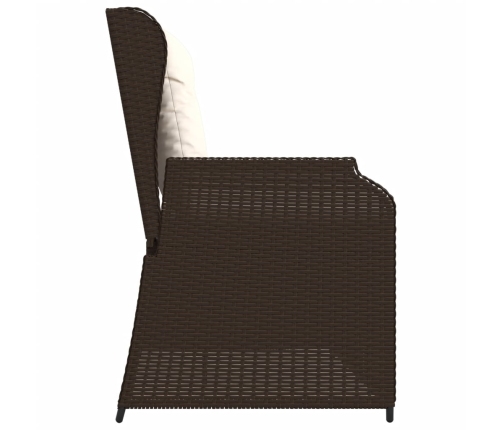 Sillón reclinable de jardín con cojines ratán sintético marrón