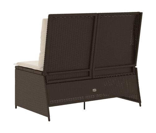 Sillón reclinable de jardín con cojines ratán sintético marrón