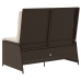 Sillón reclinable de jardín con cojines ratán sintético marrón