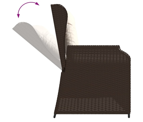 Sillón reclinable de jardín con cojines ratán sintético marrón