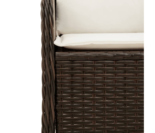 Sillón reclinable de jardín con cojines ratán sintético marrón
