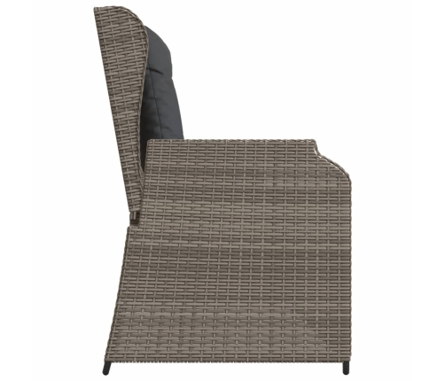 Sillón reclinable de jardín con cojines ratán sintético gris