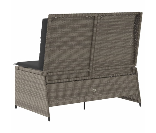 Sillón reclinable de jardín con cojines ratán sintético gris