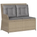 Sillón reclinable de jardín con cojines ratán sintético beige