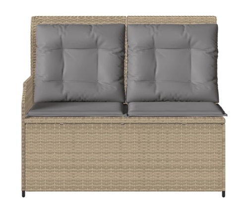 Sillón reclinable de jardín con cojines ratán sintético beige