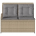 Sillón reclinable de jardín con cojines ratán sintético beige