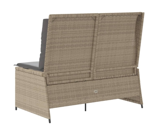 Sillón reclinable de jardín con cojines ratán sintético beige