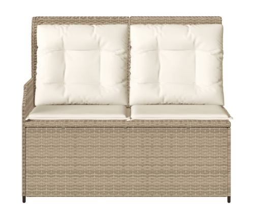 Sillón reclinable de jardín con cojines ratán sintético beige