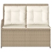 Sillón reclinable de jardín con cojines ratán sintético beige