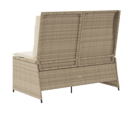 Sillón reclinable de jardín con cojines ratán sintético beige