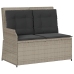 Sillón reclinable de jardín con cojines ratán sintético gris
