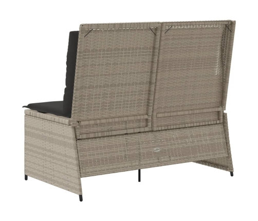 Sillón reclinable de jardín con cojines ratán sintético gris