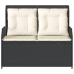 Sillón reclinable de jardín con cojines ratán sintético negro