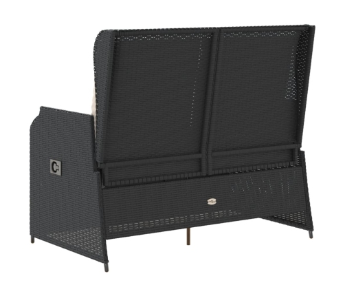 Sillón reclinable de jardín con cojines ratán sintético negro