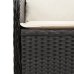 Sillón reclinable de jardín con cojines ratán sintético negro