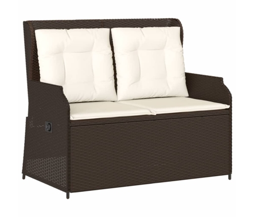 Sillón reclinable de jardín con cojines ratán sintético marrón