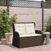 Sillón reclinable de jardín con cojines ratán sintético marrón