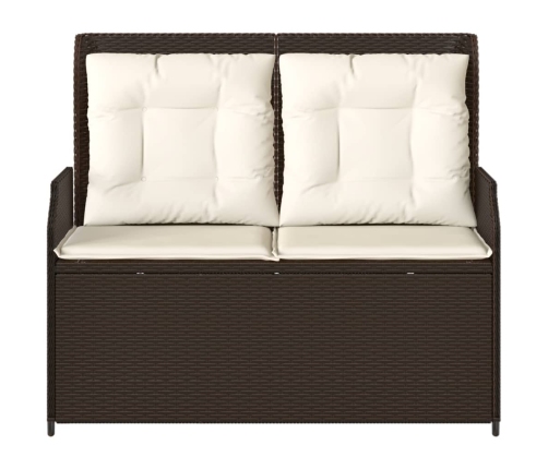 Sillón reclinable de jardín con cojines ratán sintético marrón