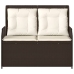 Sillón reclinable de jardín con cojines ratán sintético marrón