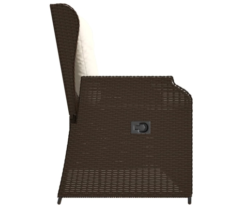 Sillón reclinable de jardín con cojines ratán sintético marrón