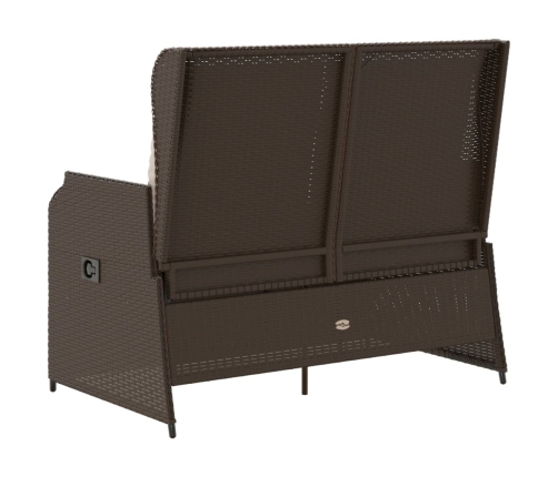 Sillón reclinable de jardín con cojines ratán sintético marrón