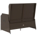Sillón reclinable de jardín con cojines ratán sintético marrón
