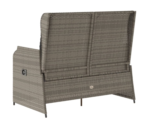Sillón reclinable de jardín con cojines ratán sintético gris