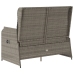 Sillón reclinable de jardín con cojines ratán sintético gris