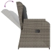 Sillón reclinable de jardín con cojines ratán sintético gris