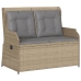 Sillón reclinable de jardín con cojines ratán sintético beige