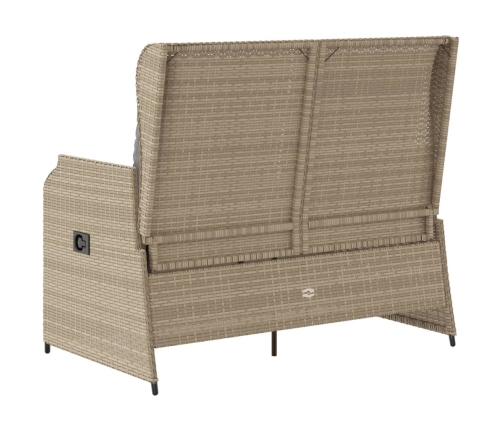Sillón reclinable de jardín con cojines ratán sintético beige