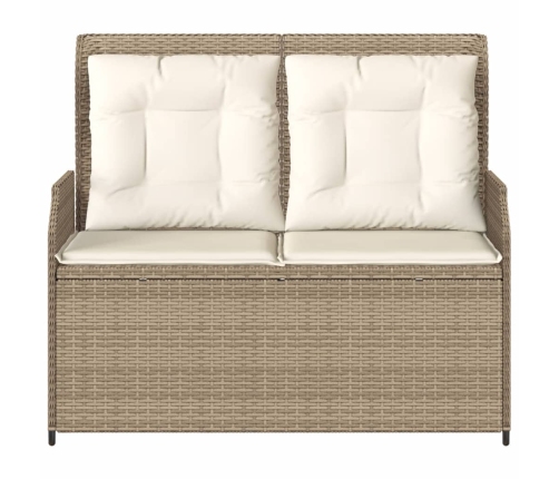 Sillón reclinable de jardín con cojines ratán sintético beige