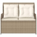 Sillón reclinable de jardín con cojines ratán sintético beige