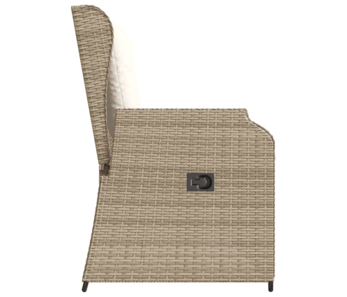 Sillón reclinable de jardín con cojines ratán sintético beige