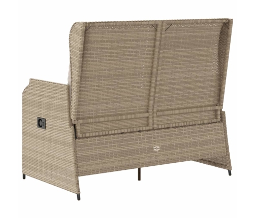 Sillón reclinable de jardín con cojines ratán sintético beige