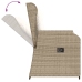 Sillón reclinable de jardín con cojines ratán sintético beige