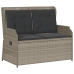 Sillón reclinable de jardín con cojines ratán sintético gris