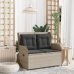 Sillón reclinable de jardín con cojines ratán sintético gris