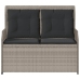 Sillón reclinable de jardín con cojines ratán sintético gris