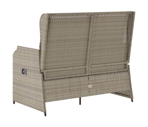 Sillón reclinable de jardín con cojines ratán sintético gris