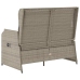 Sillón reclinable de jardín con cojines ratán sintético gris