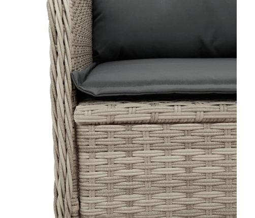Sillón reclinable de jardín con cojines ratán sintético gris