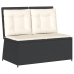 Sillón reclinable de jardín con cojines ratán sintético negro