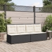Sillón reclinable de jardín con cojines ratán sintético negro