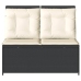 Sillón reclinable de jardín con cojines ratán sintético negro