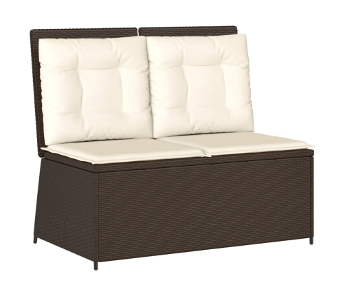 Sillón reclinable de jardín con cojines ratán sintético marrón