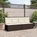 Sillón reclinable de jardín con cojines ratán sintético marrón