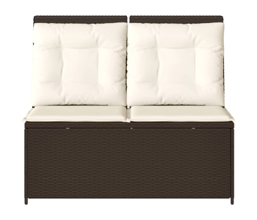 Sillón reclinable de jardín con cojines ratán sintético marrón
